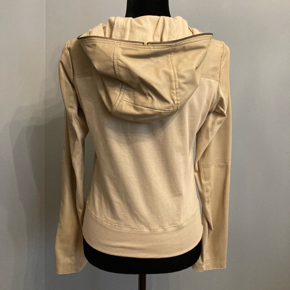Worn Once LAUNDRY by Shelli Segal Tan-Coloured Hooded Leather & Cotton Jacket, S - Picture 2 of 4